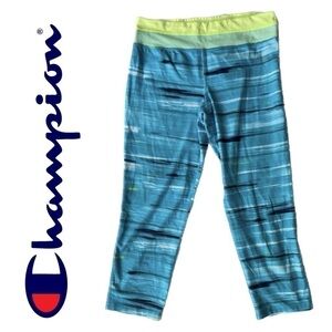 Girls Champion blue yellow Capri Leggings | Size XL 14-16